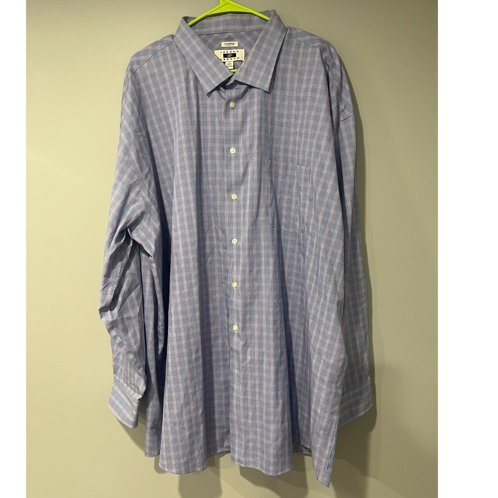 Joseph Abboud Mens 20 36/37 Tall Blue Purple Check No Wrinkle Button Down Shirt
